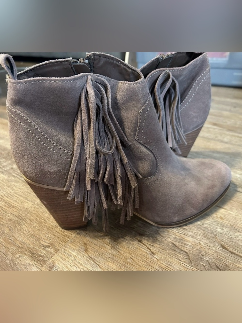 Steve Madden Suede Tassel Ankle Boots in Gray - Women's Fashion Booties size 11